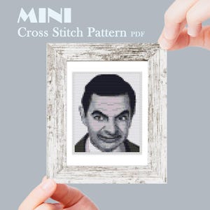 Mr Bean Mini Cross Stitch Pattern - Fun & Easy Movie Star Portrait for Tiny Art Enthusiasts, funny x- stitch, Digital download PDF