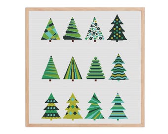Scandinavian Christmas Tree Cross Stitch Pattern PDF | Nordic Holiday Embroidery Design | Minimalist Winter Decor | Instant Download