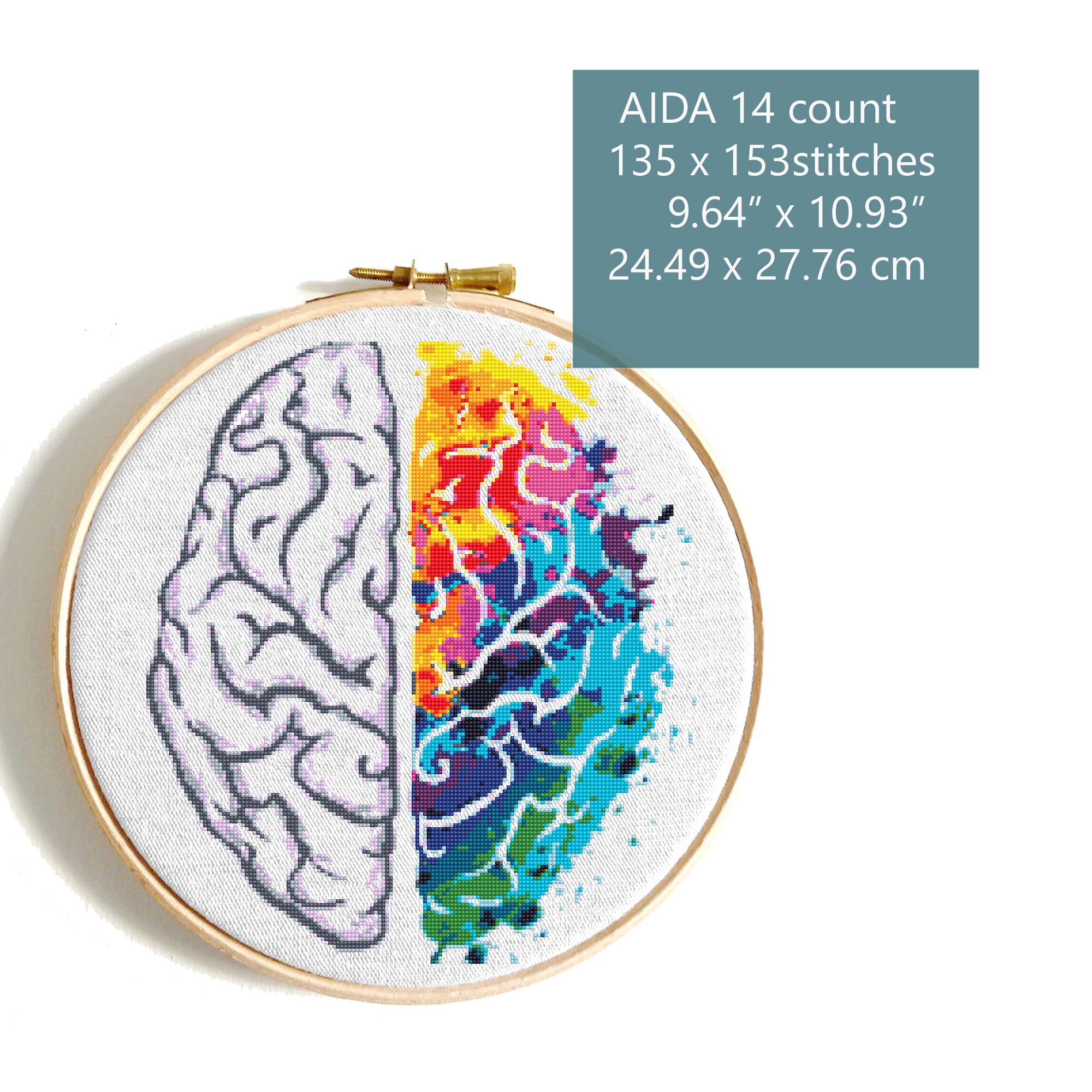 Heart Cross Stitch Pattern Brain Cross Stitch Modern Cross Etsy