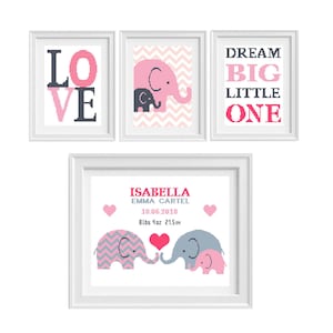 Punto de cruz para bebé Anuncios de nacimiento de elefante Patrón de punto de cruz moderno Regalo para baby shower Decoración infantil Punto de cruz contado PDF Corazón