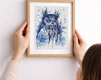 Uil kruissteekpatroon, aquarel vogel ontwerp, moderne abstracte dieren geteld x-stitch, vogels borduurwerk, digitale instant download pdf