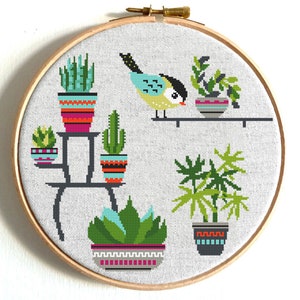 Cactus cross stitch pattern PDF Flower cross stitch Plant cross stitch Floral cross stitch Modern cross stitch Succulents cross stitch chart