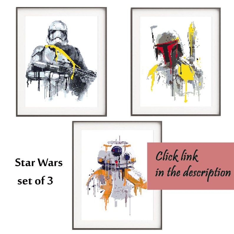 Star Wars Cross Stitch Pattern Yoda Counted Cross Stitch Modern Embroidery Chart Boy Room Decor Birthday DIY Gift PDF Instant Download