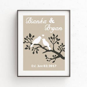 Wedding modern cross stitch pattern, personalized counted cross stitch chart, love, anniversary, wedding gift, Customizable DIY, digital PDF