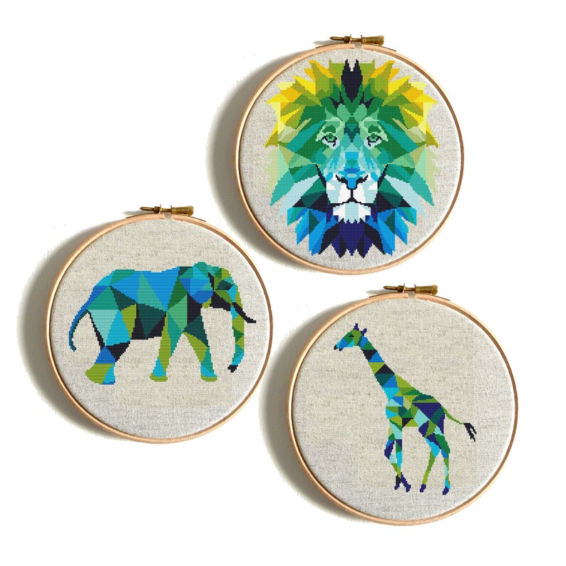 Geometric Elephant Cross Stitch Pattern Funny Cross Stitch Etsy