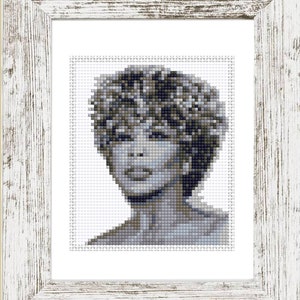 Tina Turner Mini Cross Stitch Pattern Modern Tiny Art - Tina Turner