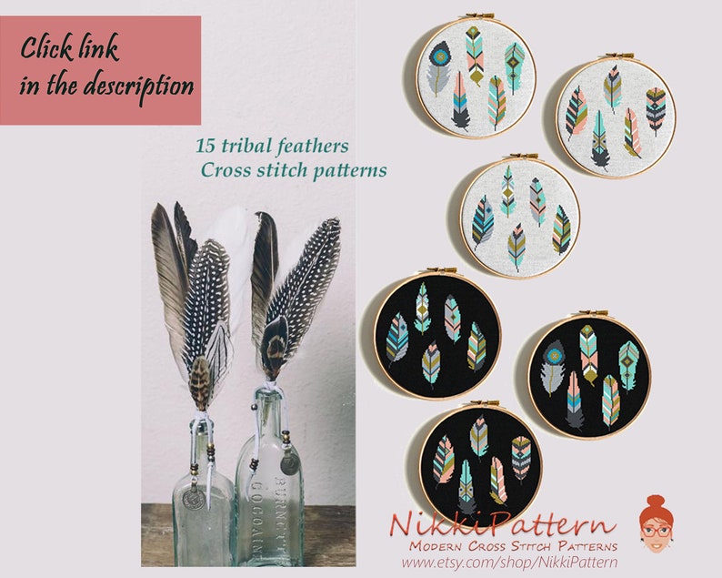 Feather cross stitch pattern Follow your dreams Arrow cross stitch Aztec tribal embroidery sampler Modern Birthday DIY gift Baby shower gift