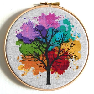 Modern cross stitch pattern Four seasons Instant download PDF image 2