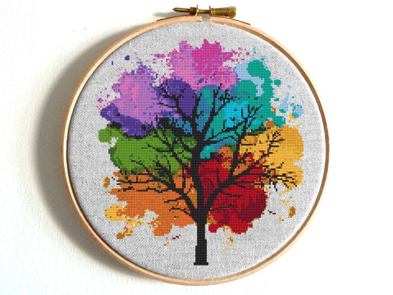 Modern cross stitch pattern Four seasons Instant download PDF image 2