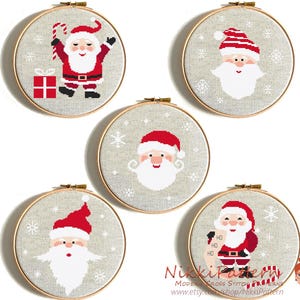 Jeu de Père Noël au point de croix Joyeux Noël Père Noël au point de croix compté Cadeau de Noël Cadeau DIY Carte de voeux Joy Noel
