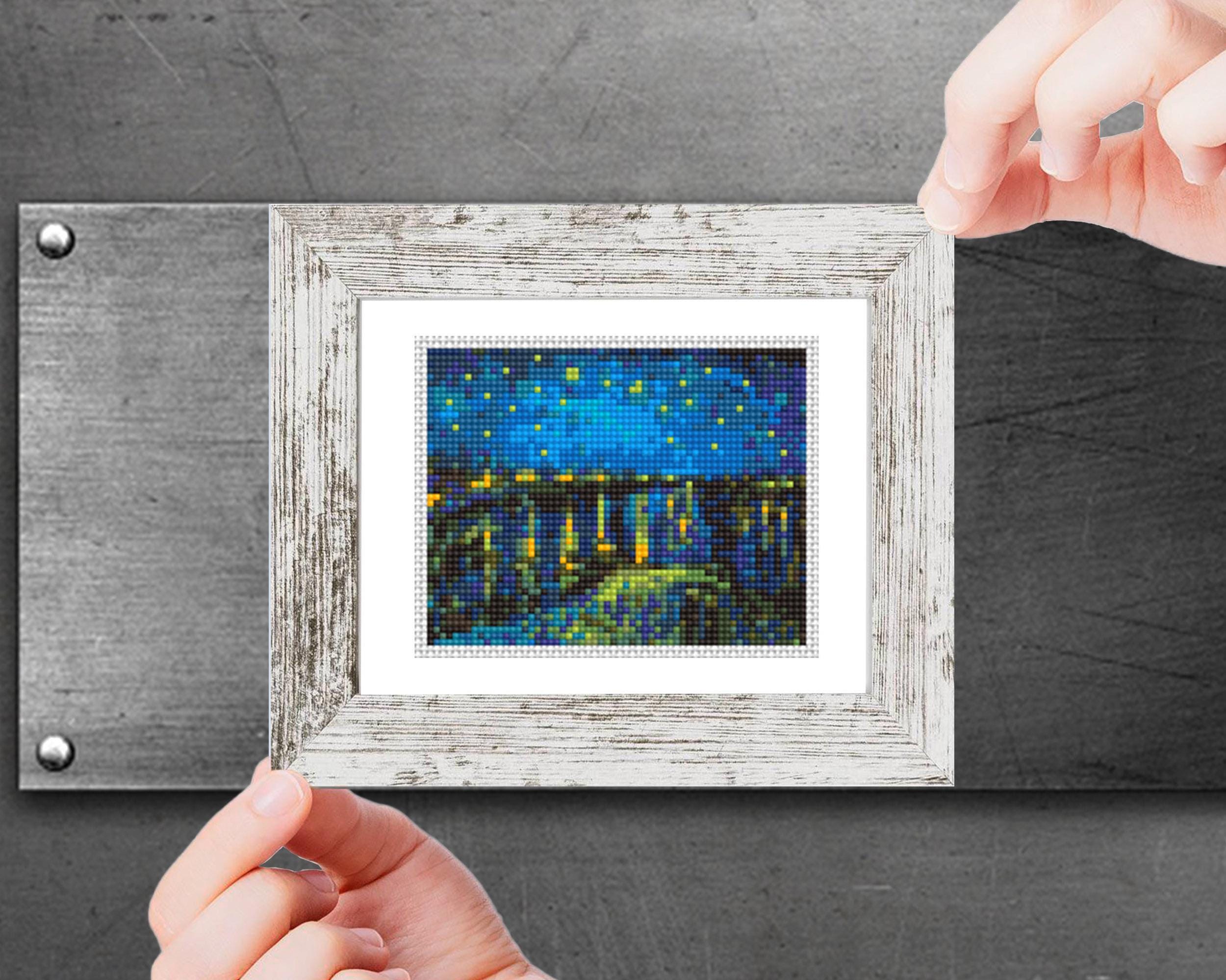 ゴッホの星月夜クロスステッチ図案 – ローヌ川の星月夜刺繍PDF、名画