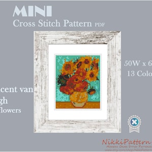 Patrón de punto de cruz mini de los Girasoles de Van Gogh, bordado artístico famoso en PDF, descarga instantánea imagen 8