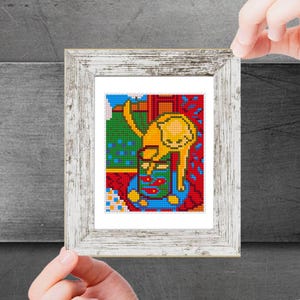 The Cat with Red Fish Mini Cross Stitch Pattern PDF, Henri Matisse art, Famous painting, Small Tiny Art Embroidery, Instant Download