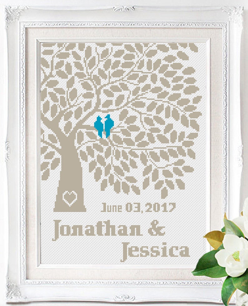 Wedding modern cross stitch pattern, personalized counted cross stitch chart, love, anniversary, wedding gift, Customizable DIY, digital PDF image 10
