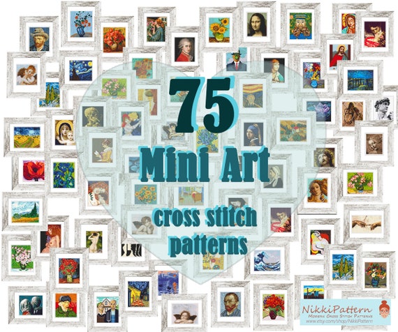 Set of 75 Mini Art Cross Stitch Patterns Mini Masterpieces Starry