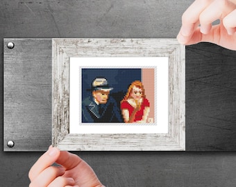 Mini Art Cross Stitch Pattern, Edward Hopper Nighthawks, Famous Painting Embroidery, Tiny Miniature Art, Instant Download PDF