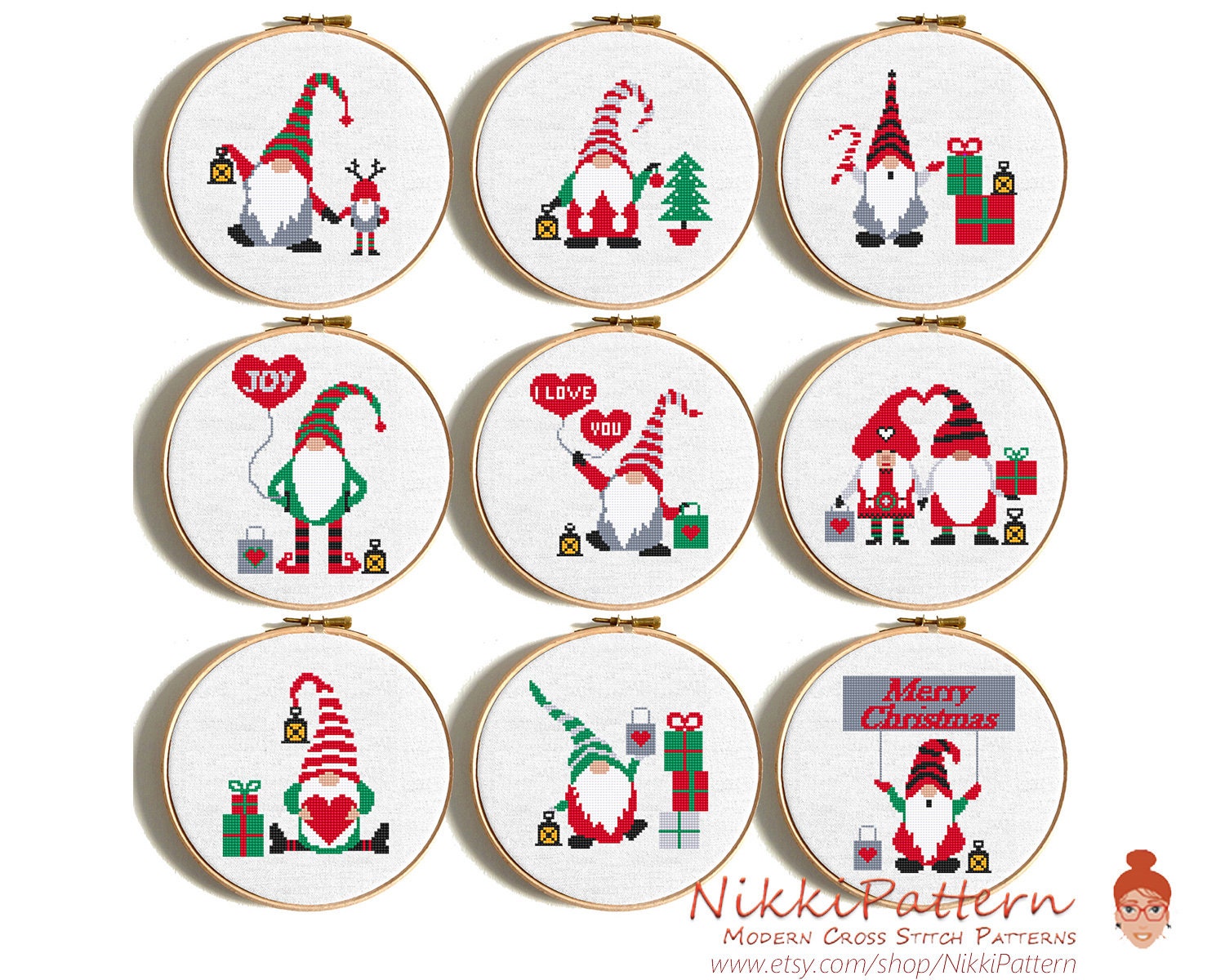 X6 FETE Tomte gnomes christmas cross stitch chart X6 FETE Tomte gnomes christmas cross stitch chart