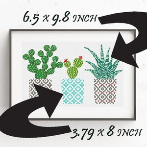 Cactus cross stitch pattern Geometric cross stitch pattern Natural embroidery sampler Flower, floral cross stitch PDF printable Modern Gift image 4