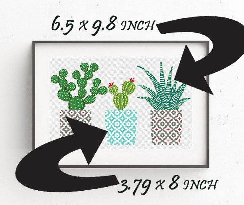 Cactus cross stitch pattern Geometric cross stitch pattern Natural embroidery sampler Flower, floral cross stitch PDF printable Modern Gift image 4