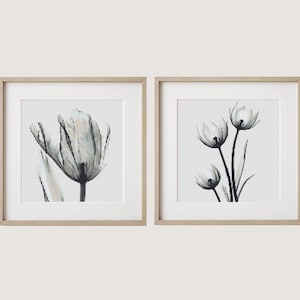 Floral Cross Stitch Pattern, Tulip set in black and white , Modern flower x-stitch, Monochrome floral, Instant download