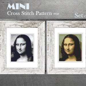 Mona Lisa Mini Cross Stitch Pattern | Leonardo da Vinci, Tiny Embroidery Design | Classic Art PDF Download | Small & Easy DIY Stitch image 1