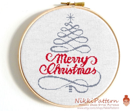 Christmas Cross Stitch Pattern Christmas Tree Merry Christmas Etsy