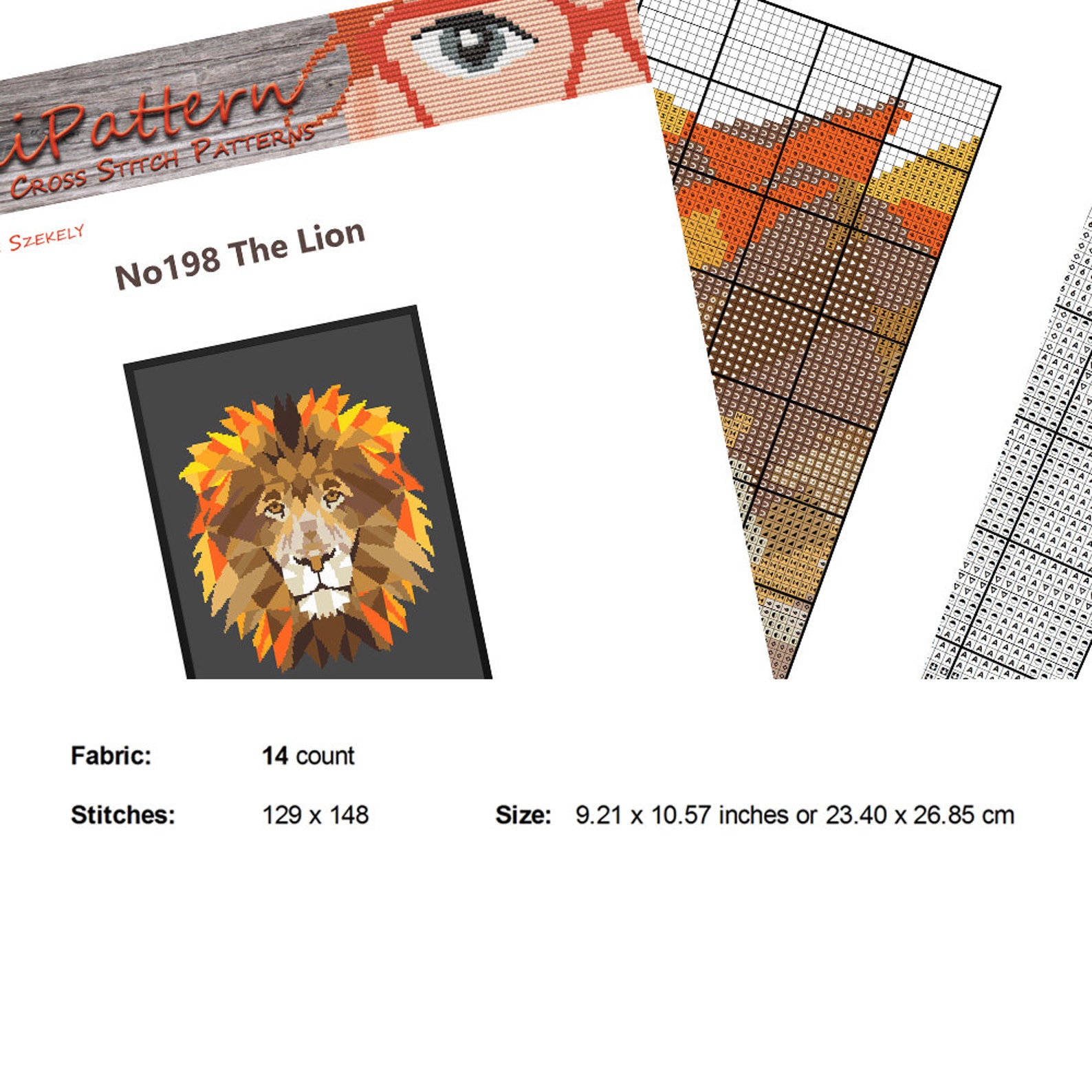 Lion cross stitch pattern Geometric animal Cat cross stitch | Etsy