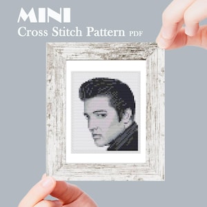 Elvis Presley  mini cross stitch pattern, Modern tiny Portrait, Famous movie star, Tiny miniature picture painting Small easy frame art