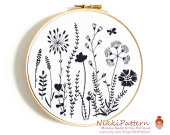 Wildflower cross stitch Modern cross stitch pattern Easy cross stitch Wild flower embroidery pattern Cross stitch Flower Natural flower PDF