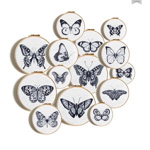 Butterflies cross stitch patterns, Mini butterfly counted cross stitch, Easy cross stitch, 14 black embroidery pattern, Instant download