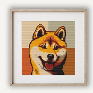 Dog cross stitch pattern PDF, Shiba Inu, Abstract animal, Pop art design, Easy and small chart, Cute dogs portrait, Instant Download