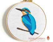 Bird cross stitch pattern Kingfisher cross stitch Animal cross stitch Counted cross stitch Modern cross stitch Cute animal Embroidery chart