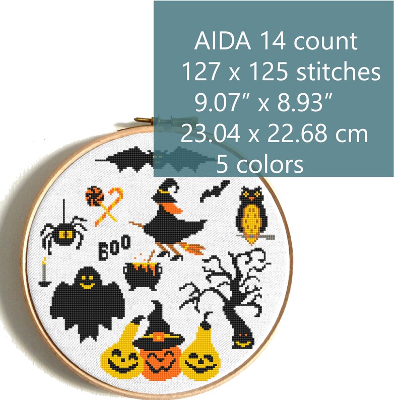 Happy Halloween Cross Stitch Pattern Pumpkin Cross Stitch Etsy