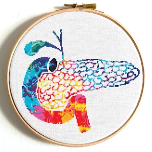 Anatomy cross stitch pattern, Pancreas embroidery design, Modern hoop art, Human body x stitch, Instant download, Beginner PDF pattern
