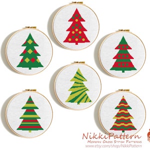 Weihnachtsbaum Kreuzstich Anleitung Merry Christmas Tree Skandinavische Weihnachtskarten Kreuzstich Geometrischer Kreuzstich PDF