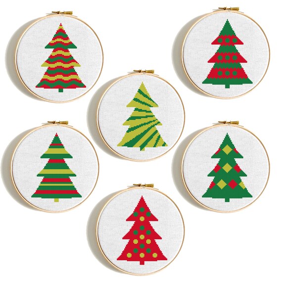 Christmas tree cross stitch pattern pdf Christmas vintage ornament New Year Xmas tree home decor pattern Cute modern Gift Ornament