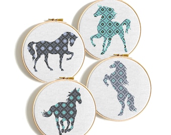 Horse cross stitch pattern geometric cross stitch PDF Unicorn cross stitch animals Discount counted cross stitch Easy cross stitch Beginner