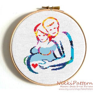 Mother with baby cross stitch pattern Modern cross stitch PDF pattern Counted cross stitch Instant download