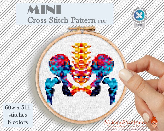 Anatomy Mini Cross Stitch Pattern Hip Cross Stitch Human | Etsy