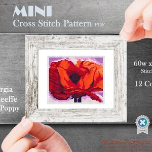 Mini art Cross Stitch Patterns Mini flowers Georgia O'Keeffe masterpieces Hand embroidery Modern cross stitch Tiny famous paintings image 5