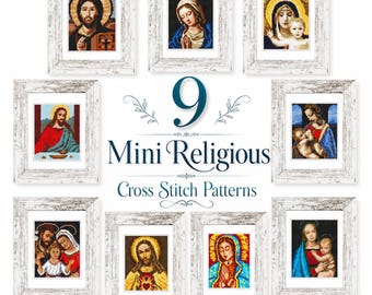 Patrones de punto de cruz religioso, mini bordado artístico, Madonna del Granduca, Leonardo da Vinci, Sagrada Familia, Sagrado Corazón de Jesús, Digital