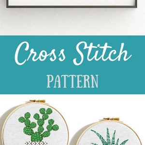 Cactus cross stitch pattern Geometric cross stitch pattern Natural embroidery sampler Flower, floral cross stitch PDF printable Modern Gift image 3