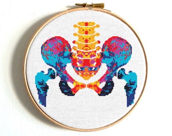 Anatomy cross stitch pattern Hip cross stitch Instant download PDF pattern