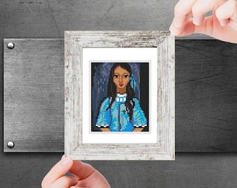 Mini Art Cross Stitch Pattern – Alice by Amedeo Modigliani, DIY Mini Masterpieces, Modern Tiny Art Embroidery Download, PDF for Wall Decor