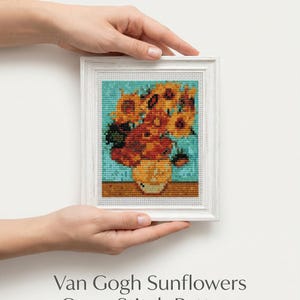 Patrón de punto de cruz mini de los Girasoles de Van Gogh, bordado artístico famoso en PDF, descarga instantánea imagen 2