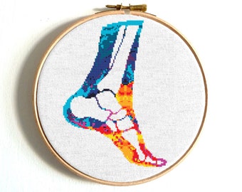 Anatomy cross stitch pattern Foot cross stitch Instant download PDF pattern