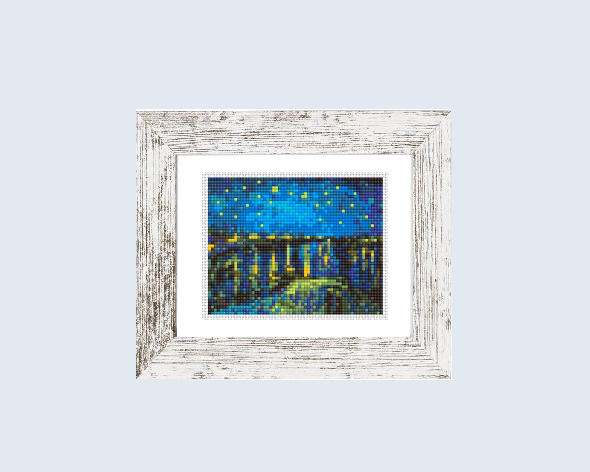 ゴッホの星月夜クロスステッチ図案 – ローヌ川の星月夜刺繍PDF、名画