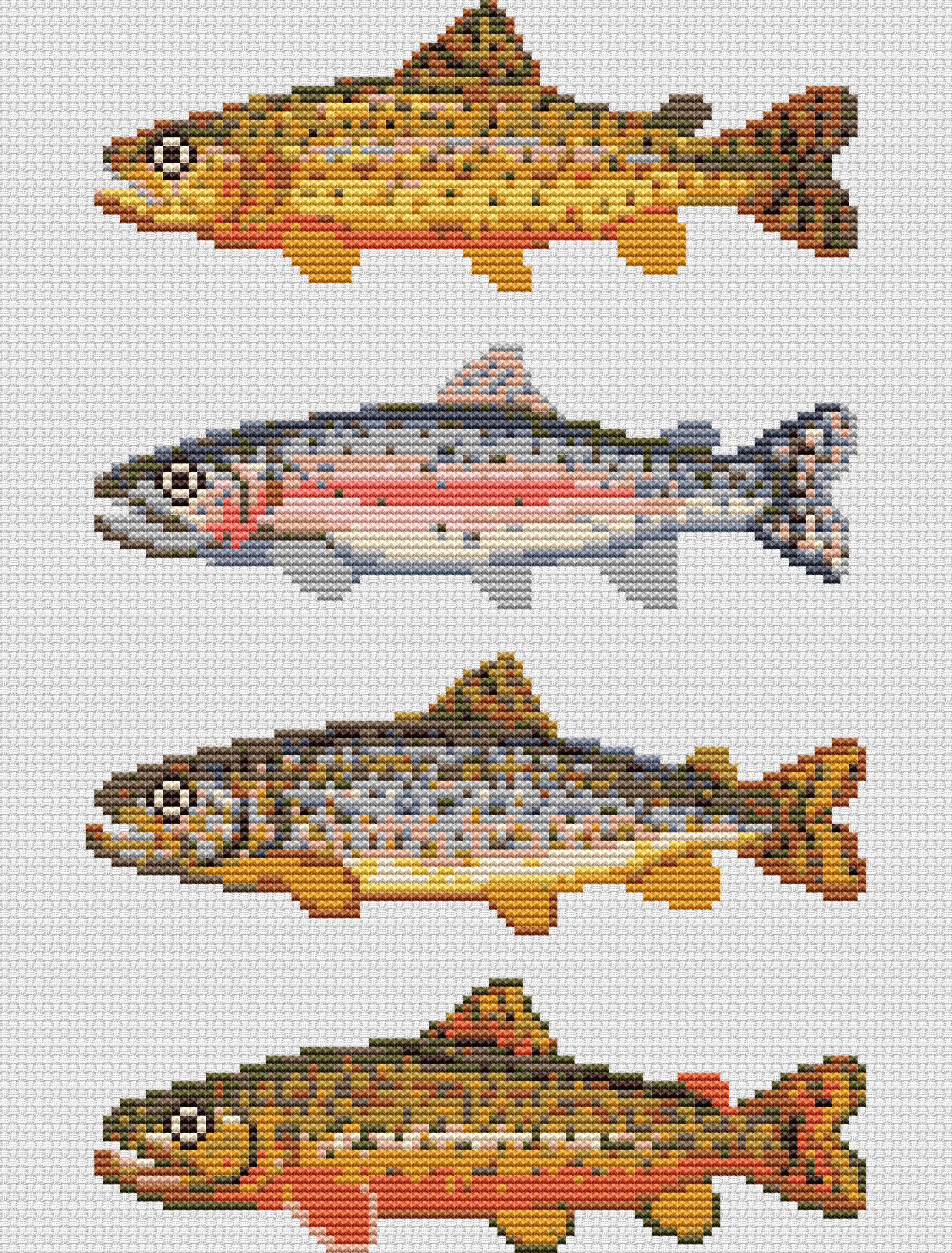 Trout Cross Stitch Pattern PDF | Rainbow Trout | Fish Cross Stitch ...