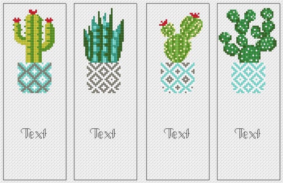 Povitrulya cactus mexicano counted cross stitch bookmark kit for adults -  diy embroidery book marker set with paper pattern, 16 count ai