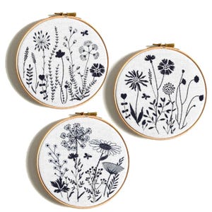 Wildflowers cross stitch pattern. Modern black monochrome flower x-stitch. Natural floral. Easy chart. Digital Instant download PDF